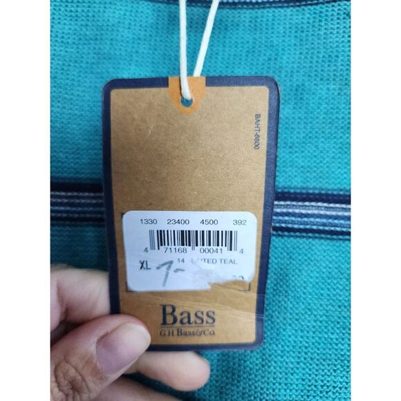 G.H. Bass & Co. Men Teal Blue & Green 100% Cotton Pullover Sweater size XL - Picture 4 of 8